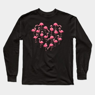 Pink Flamingo Heart love Cute Flamingo Long Sleeve T-Shirt